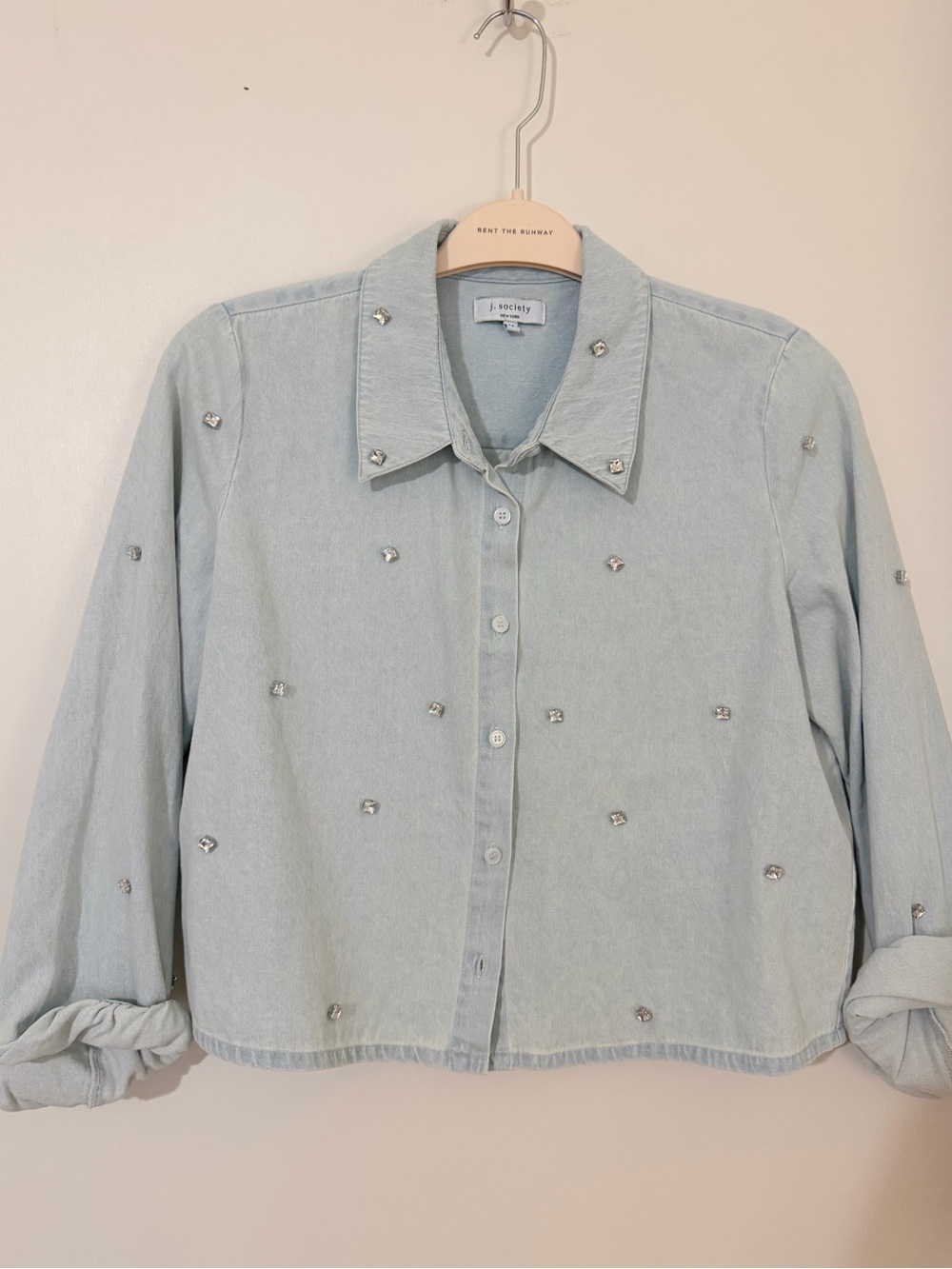 J. Society rhinestone embellished chambray button down